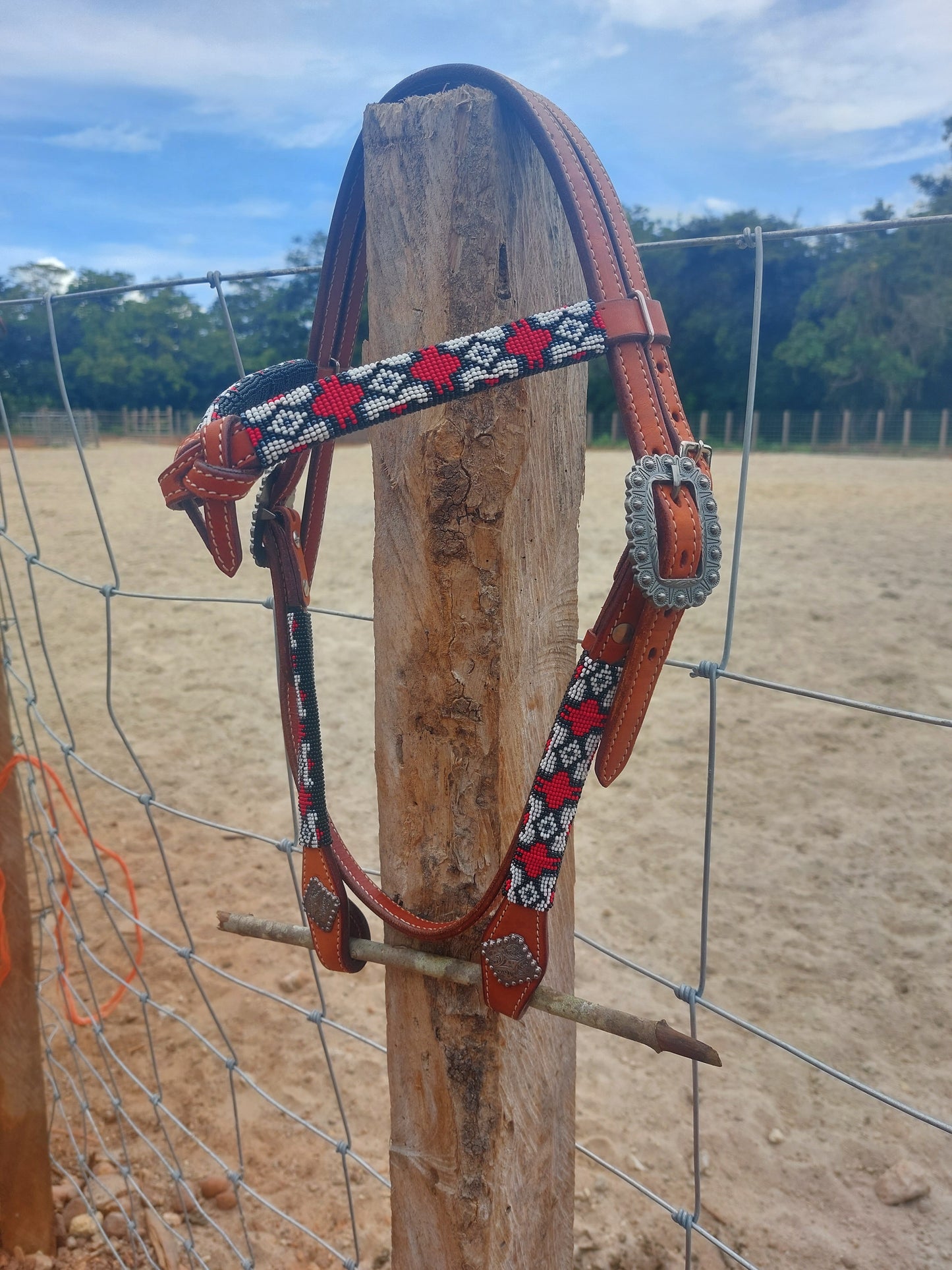 Cabezal beaded Browband Rojo/Negro