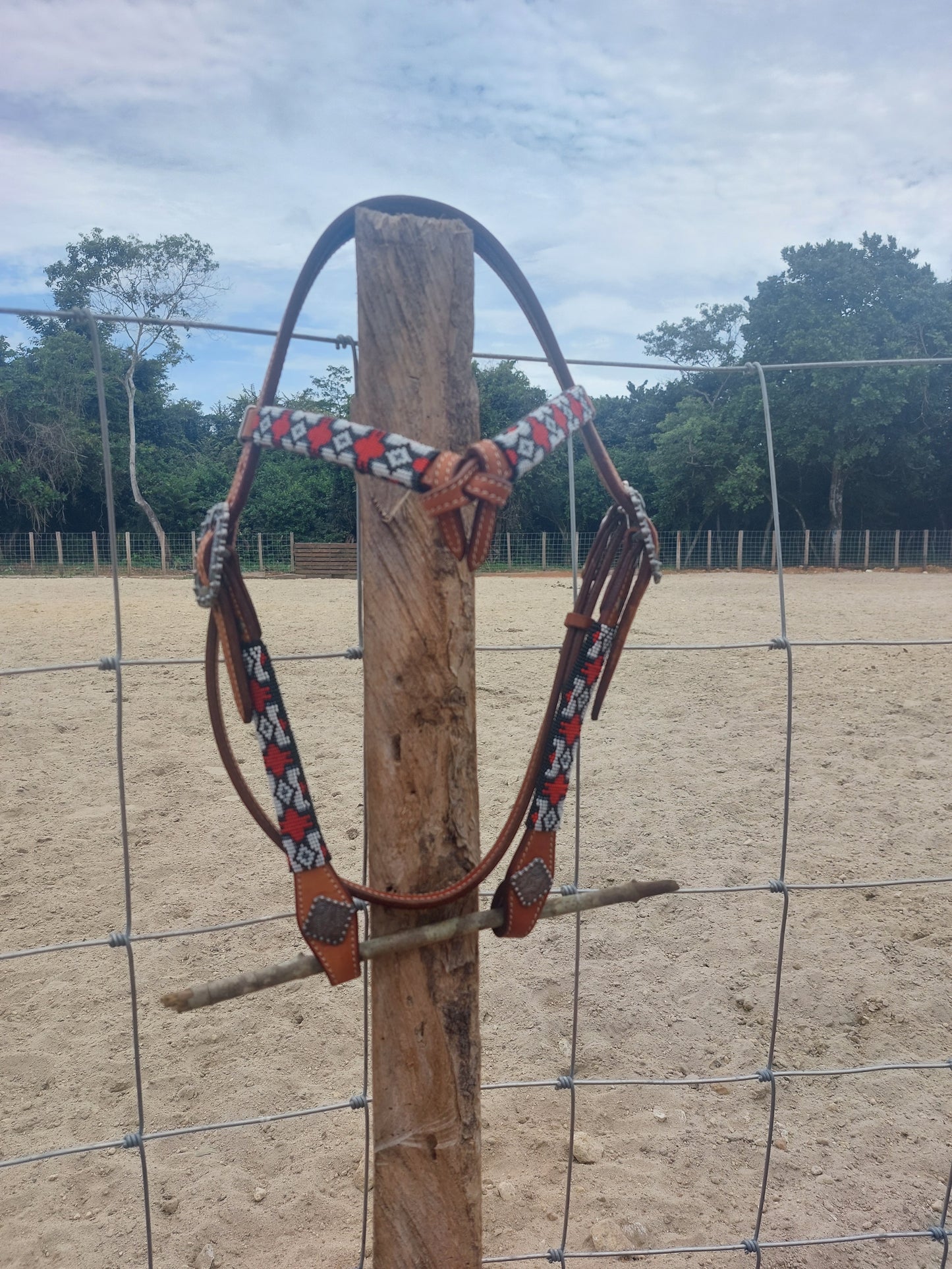 Cabezal beaded Browband Rojo/Negro